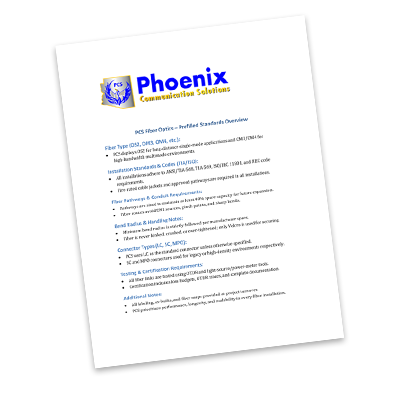 PCS Fiber Optic Best Practices guide download, Phoenix Communication Solutions networking solutions