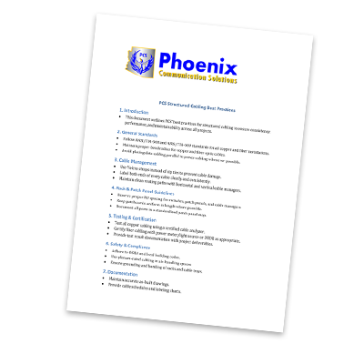 PCS Structured Cabling Best Practices guide download for Arizona network infrastructure solutions