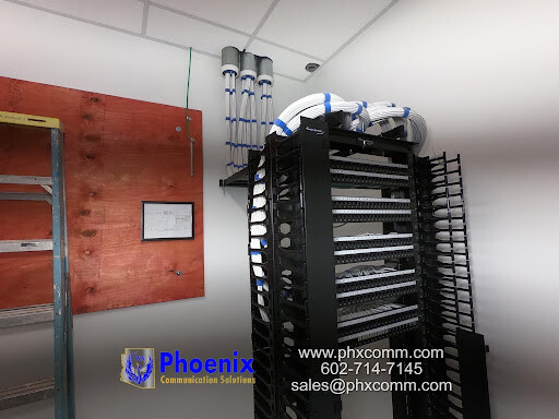 Network cabling infrastructure and MDF buildout for Phoenix Defense facility.