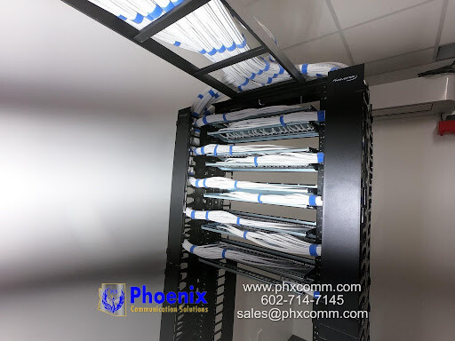 Network cabling infrastructure and MDF buildout for Phoenix Defense facility.