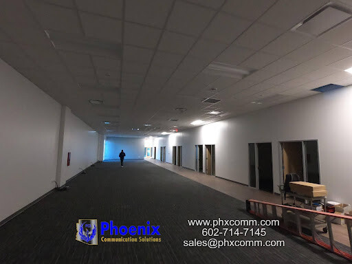 Newly installed network cabling infrastructure in Phoenix Defense facility.